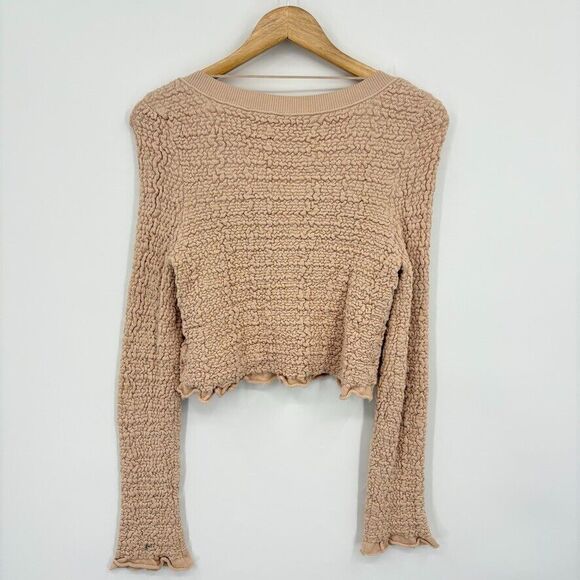 Free People Rosehip Cardi Long Sleeve Crop Top, Sz Small, Neutral Beige Lover - Picture 5 of 12